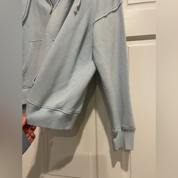 American Eagle Light Blue Zip Up Hoodie Oversized - Picture 2 of 5